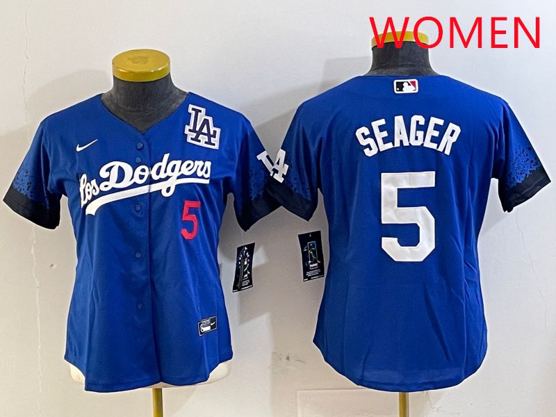Women Los Angeles Dodgers #5 Seager Blue City Edition 2025 Nike MLB Jersey style 7